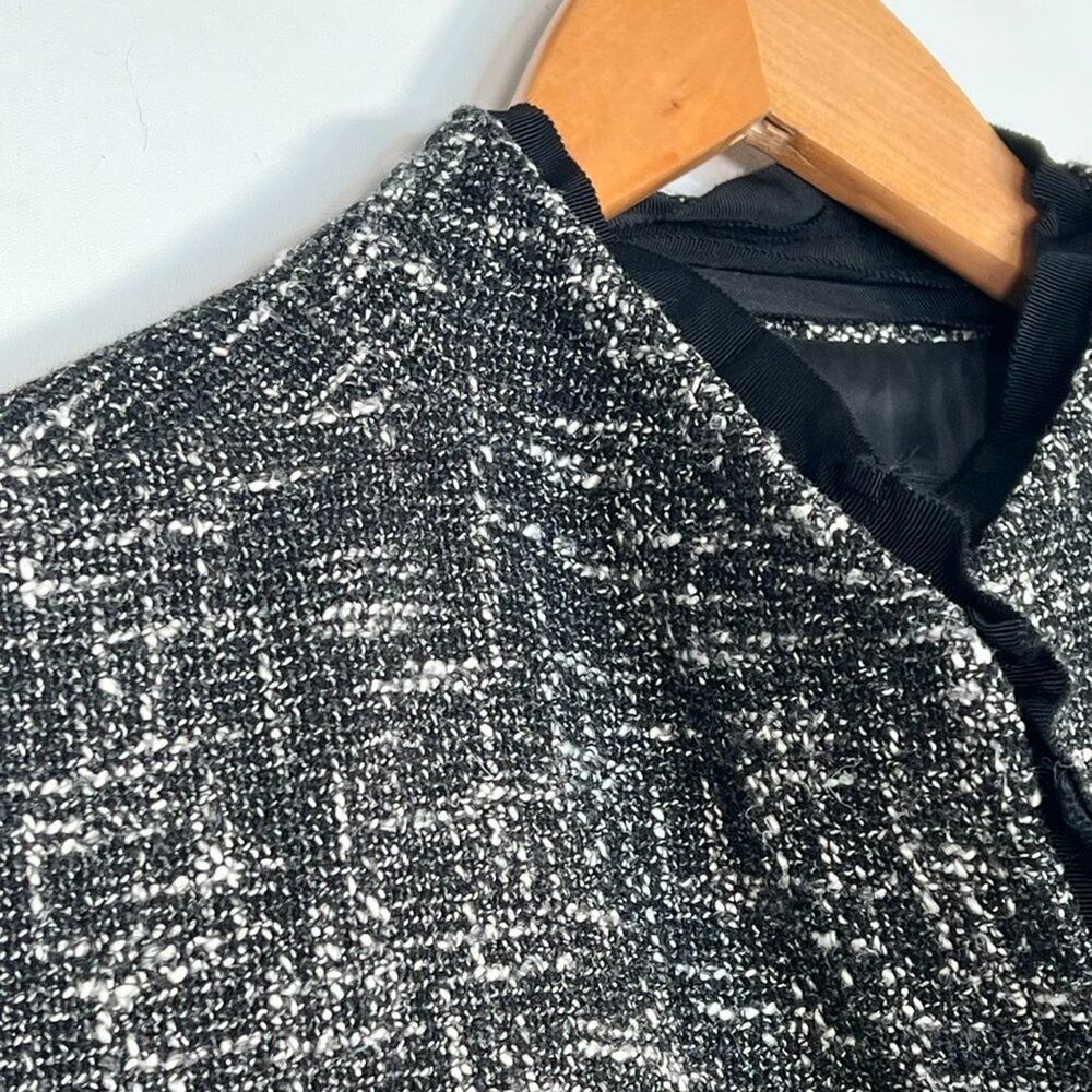 Talbots Black White Textured Tweed Collarless Suit Jacket Womens 16 Petite - Picture 6 of 14